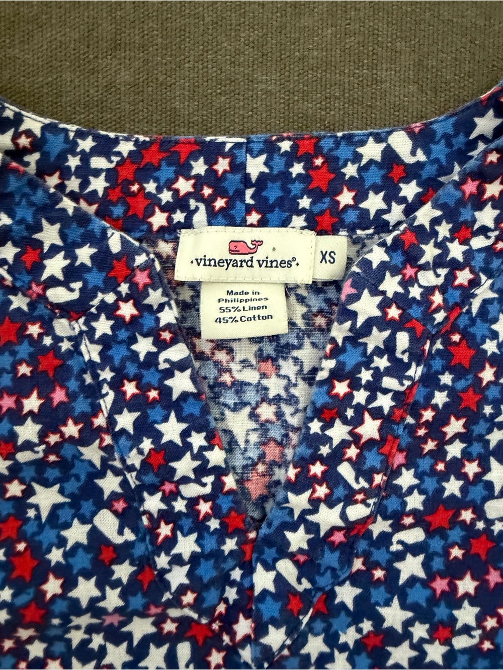 Vineyard Vines Star-Print V-Neck Tunic in Navy, Red, White